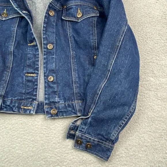 Vintage Jean Jacket Large Women Blue Faux Fur Collar Removeable Heavy EUC - Picture 4 of 15